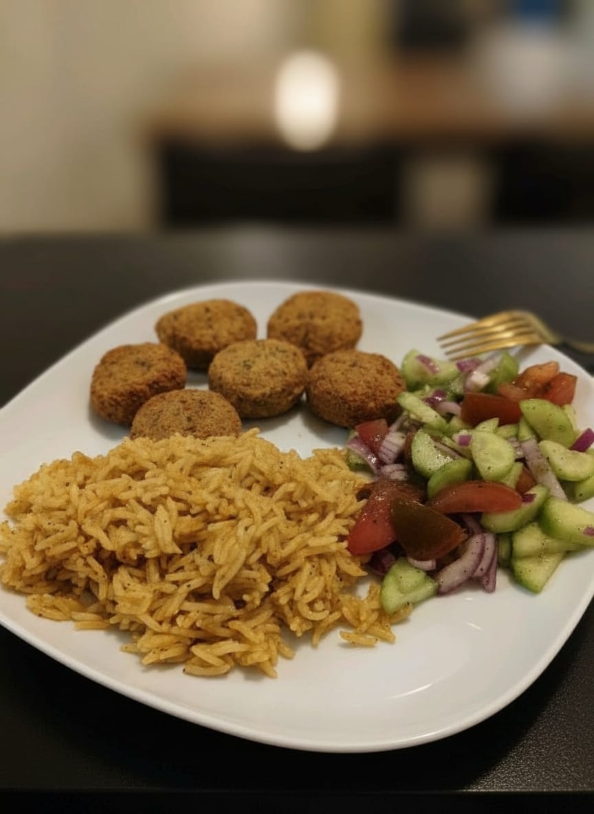 Falafel z ryżem i sałatka